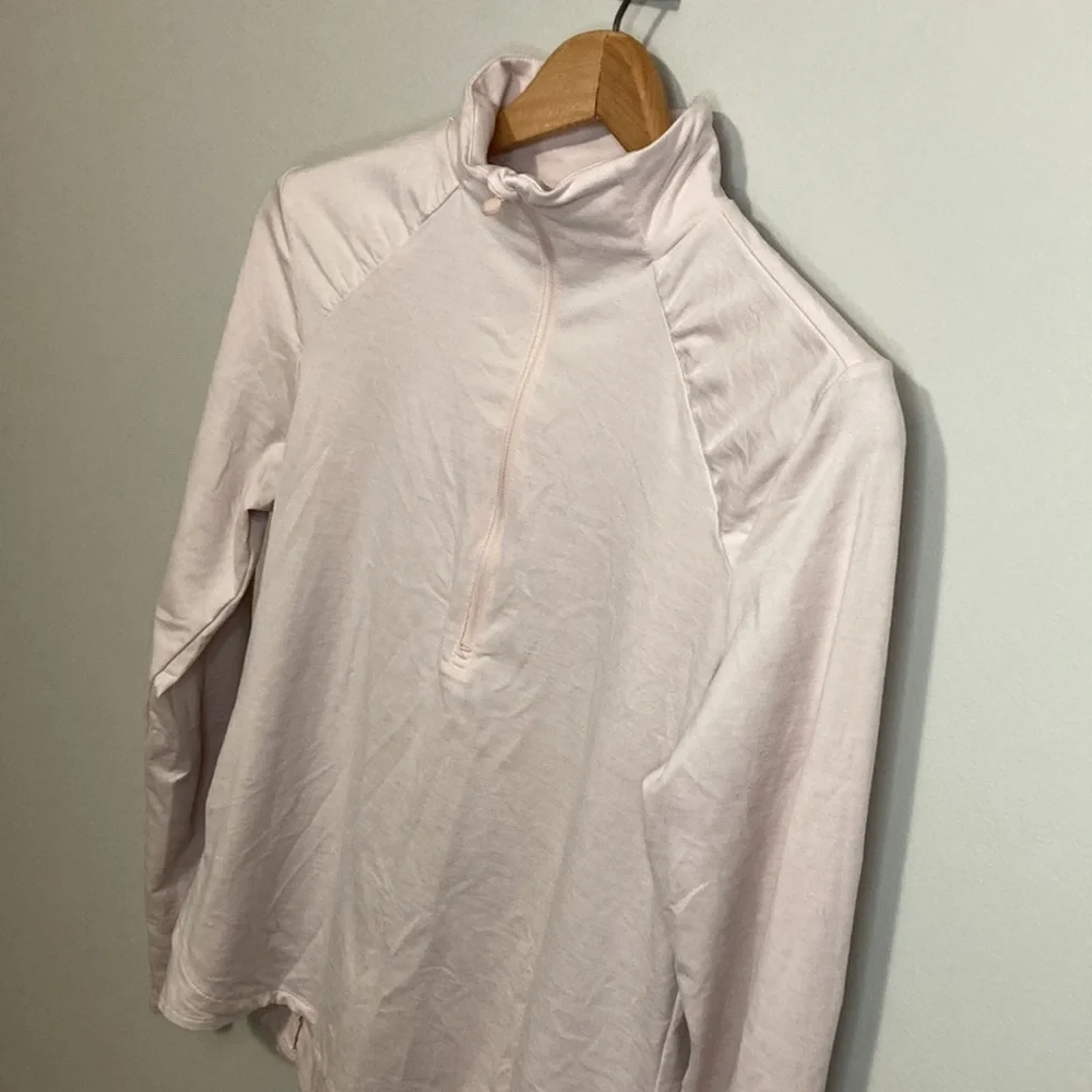 Apana light pink 1/4 zip pullover, women’s size medium, running jacket Thumbhole